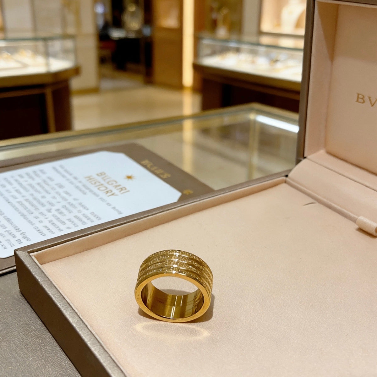 Geometric Emblem Statement Ring in Gold-Tone – Gold Detail – Design 002 main product view