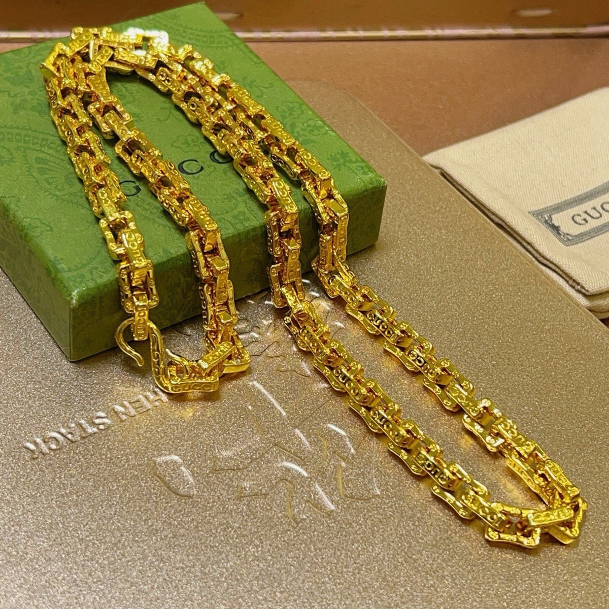Double-G Emblem Pendant Necklace in Gold-Tone – Design 011 main product view