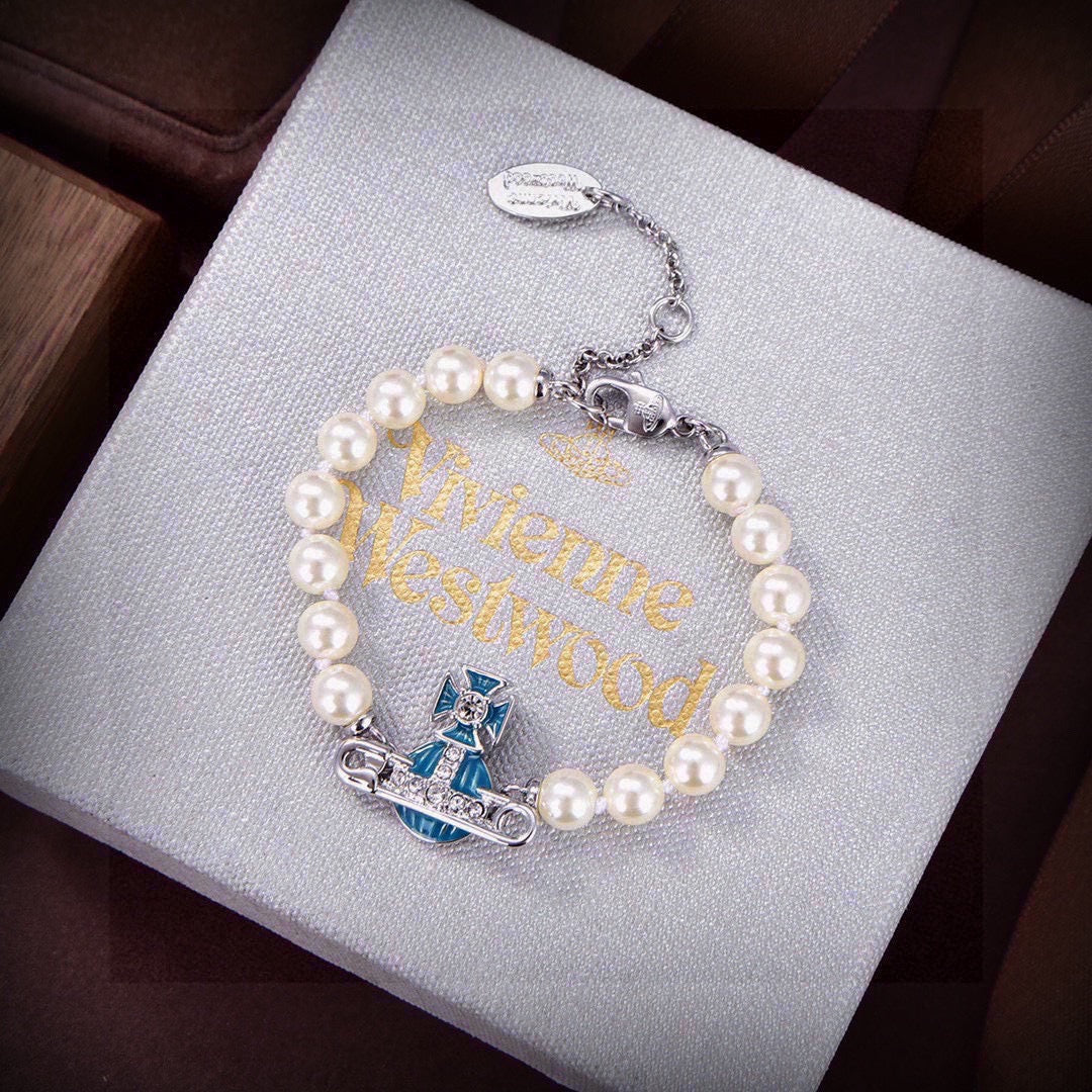 Orb Bracelet in Polished Metal-Tone – Pearl Detail – Design 006 styled product view
