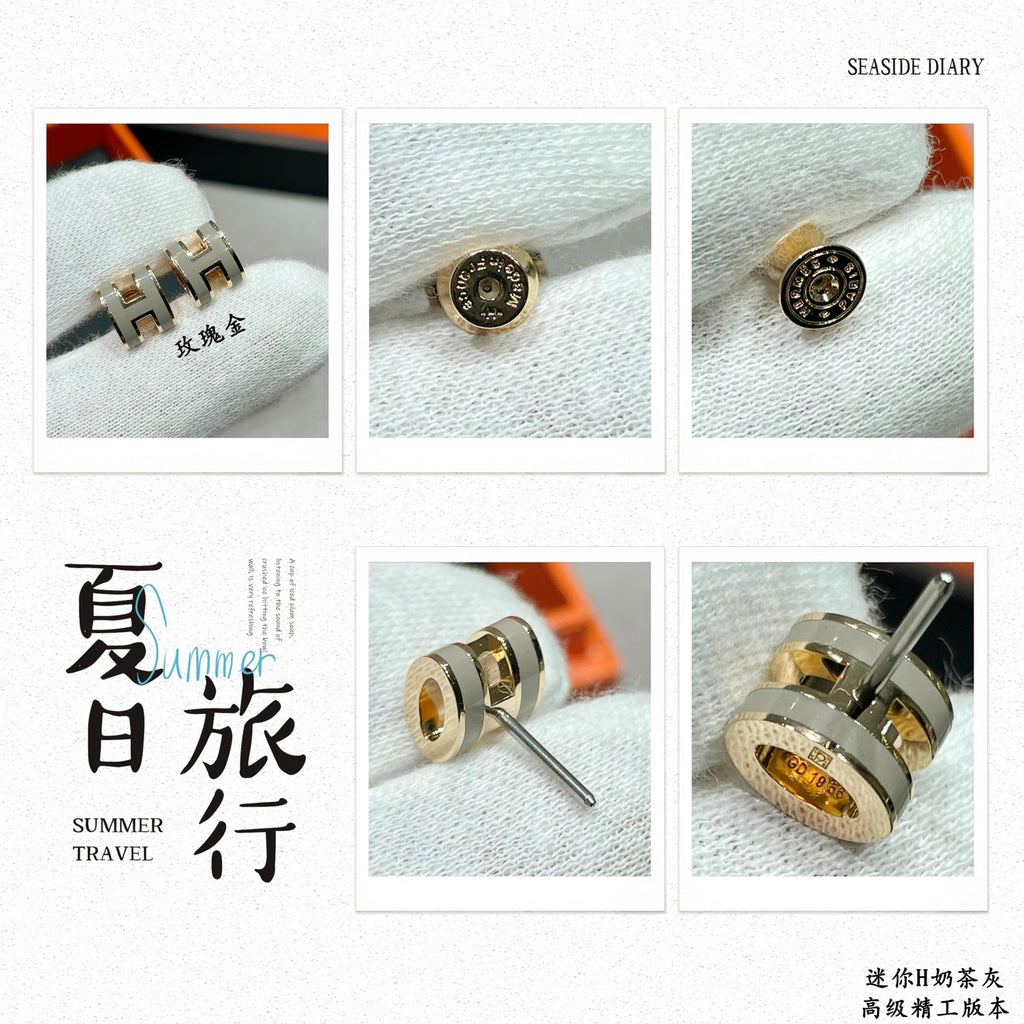 Horse Stud Earrings in Polished Metal-Tone detail view