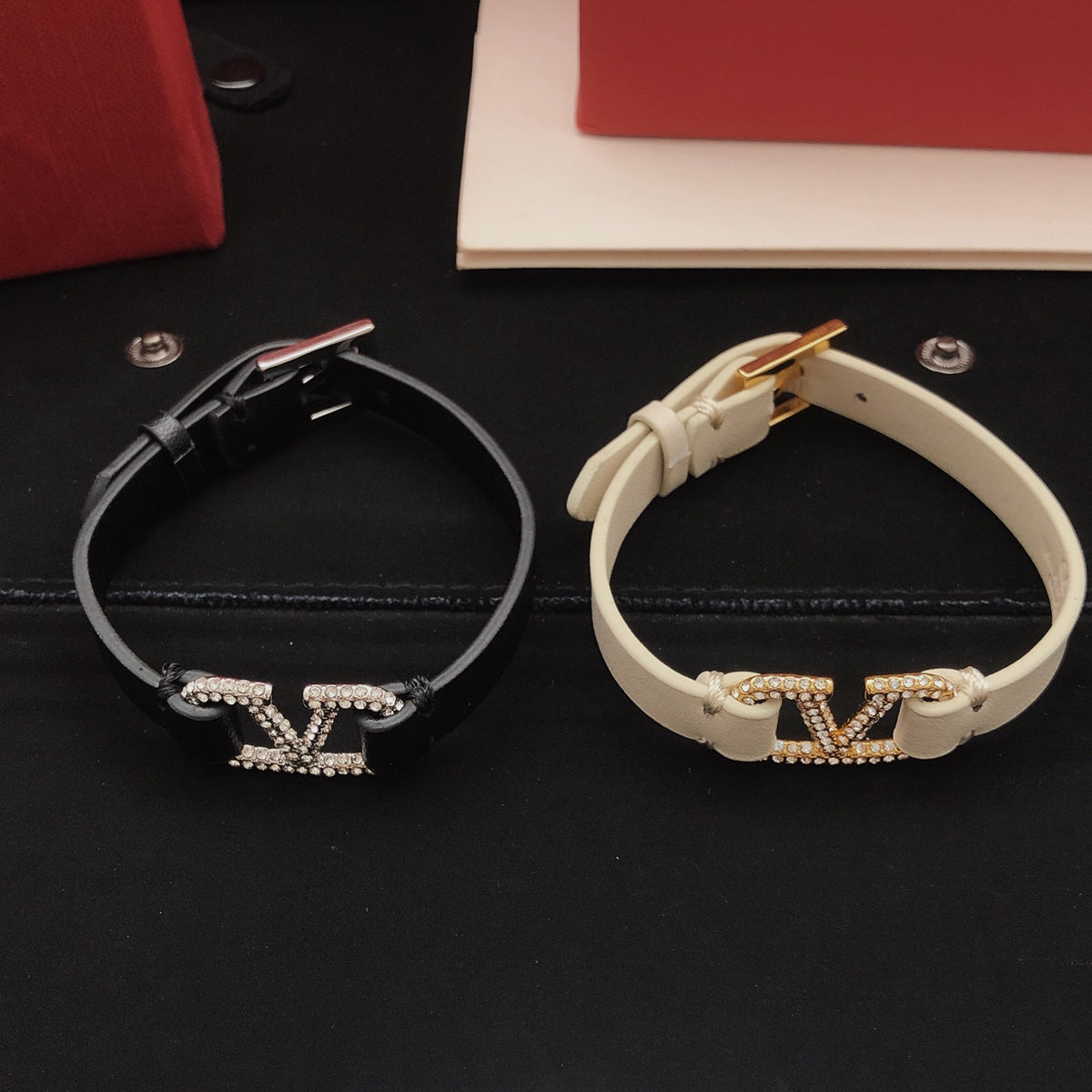 Signature Emblem Bracelet in Gold-Tone – White front view