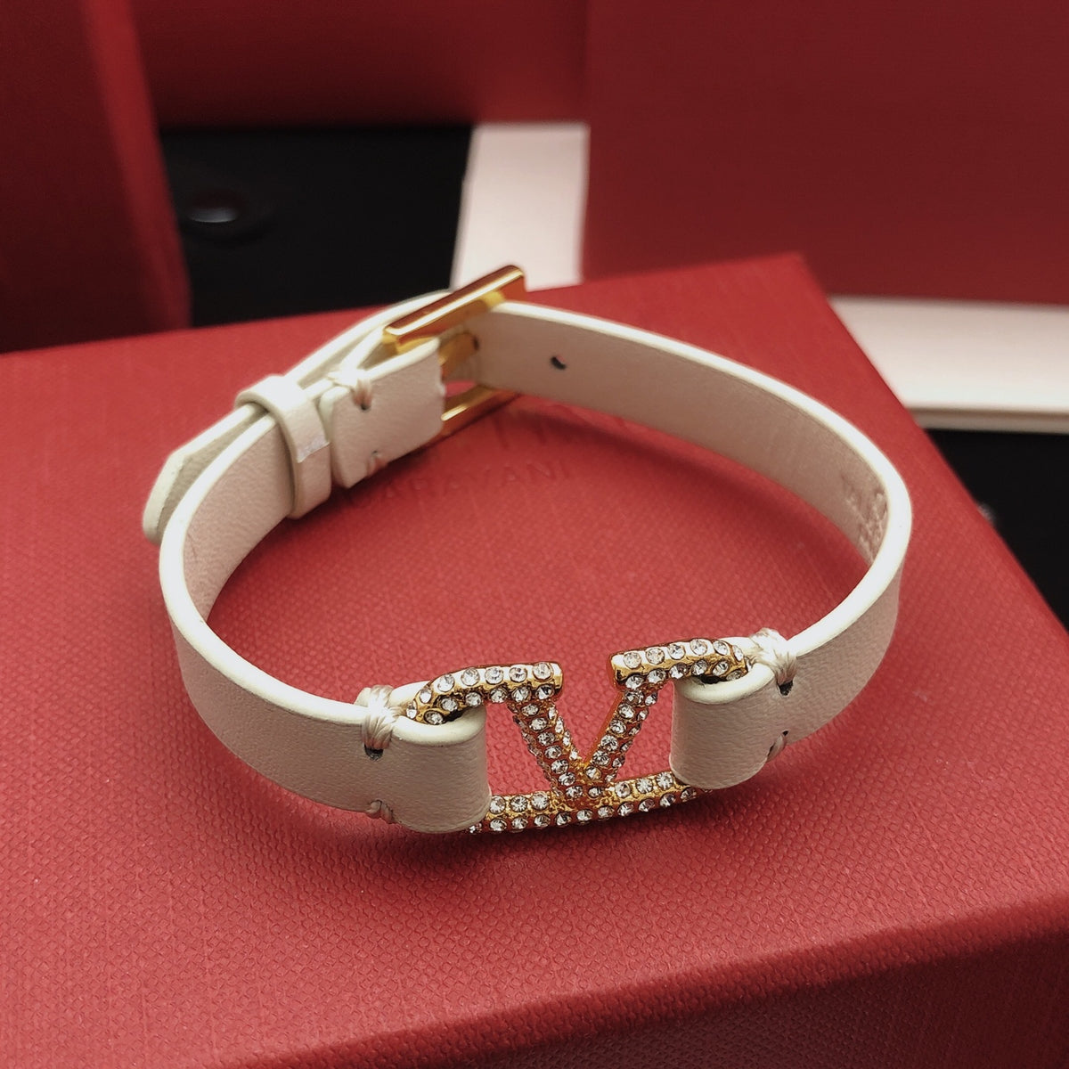 Signature Emblem Bracelet in Gold-Tone – White – Design 02 main product view