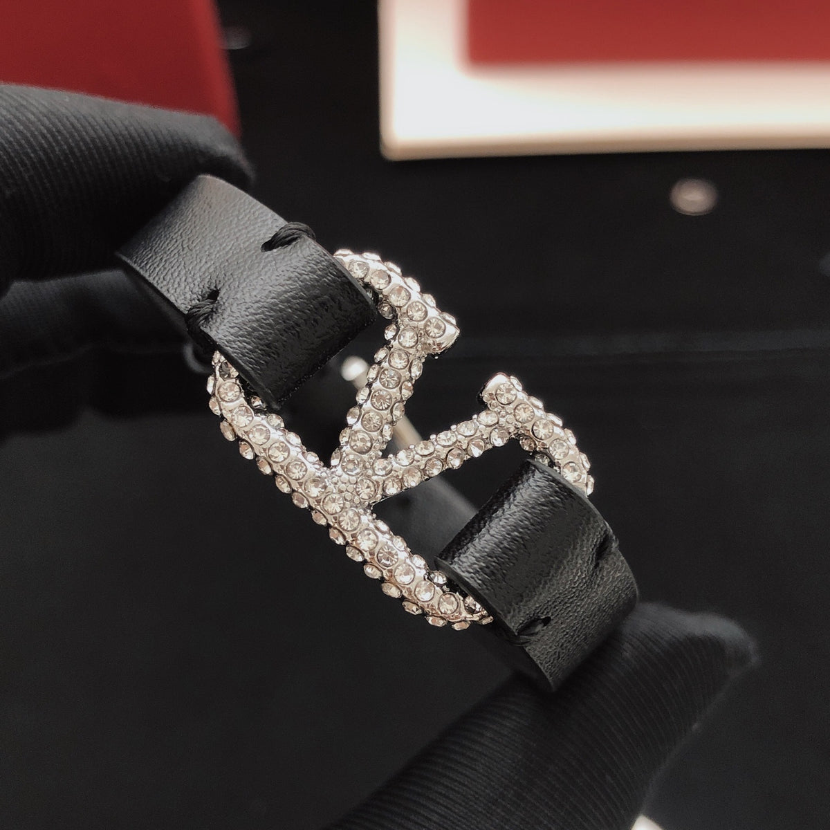 Signature Emblem Bracelet in Gold-Tone – Black – Design 02 front view