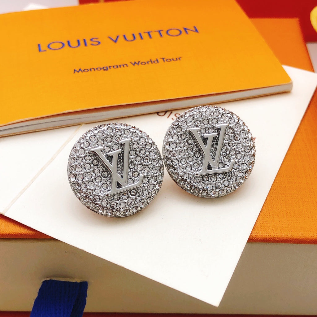 Round Stud Earrings in Silver-Tone – Silver Detail – Design 002 main product view