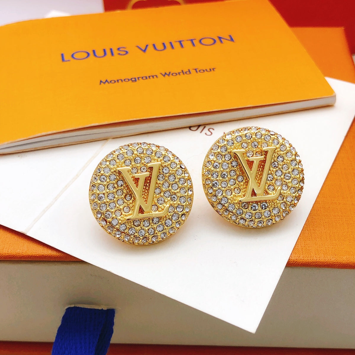 Round Stud Earrings in Gold-Tone – Design 005 main product view