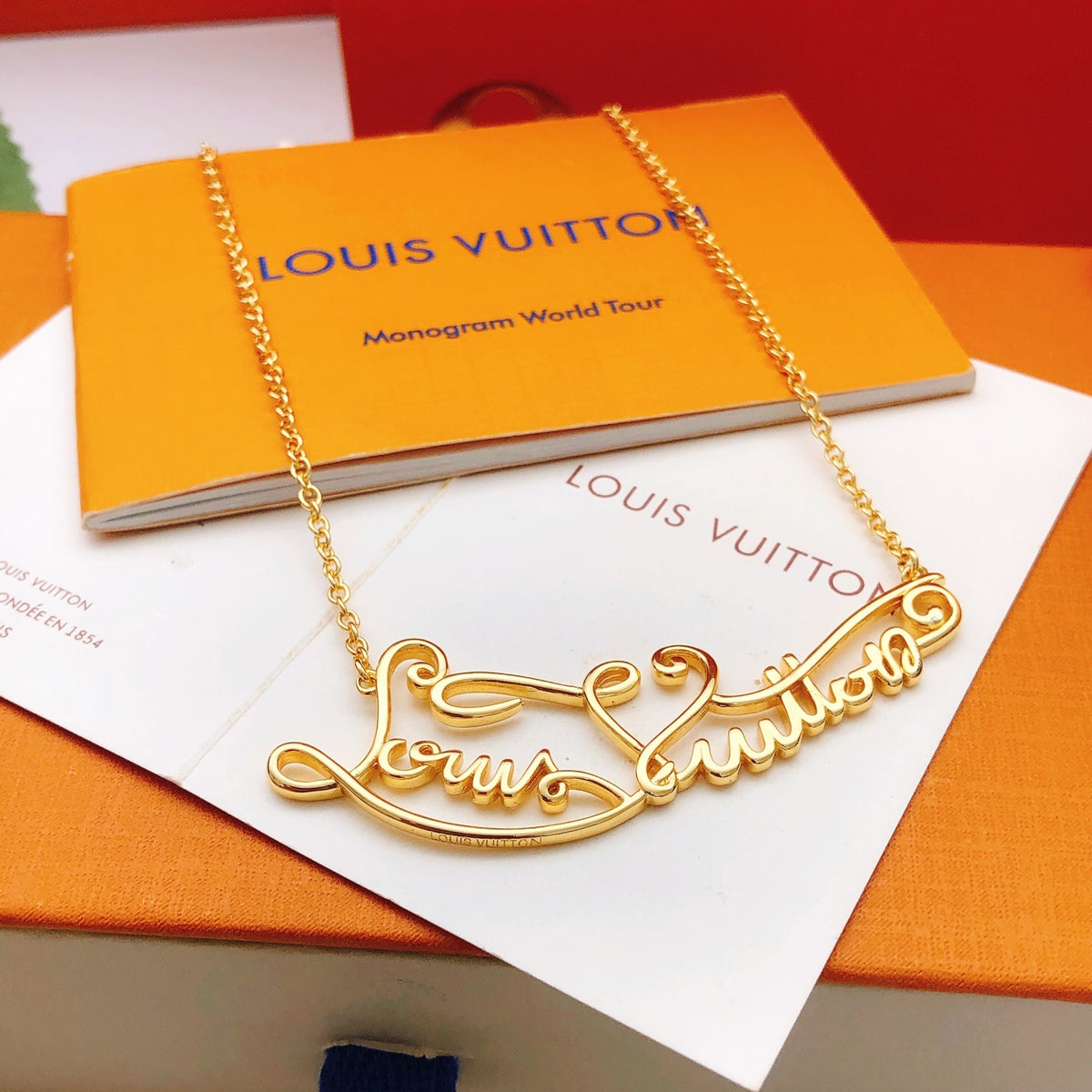 Letter Emblem Pendant Necklace in Gold-Tone – Design 008 main product view