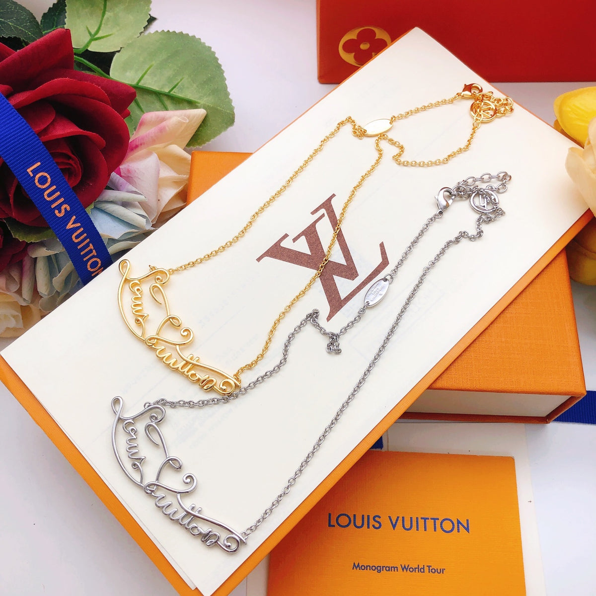 Letter Emblem Pendant Necklace in Gold-Tone – Design 008 close-up detail