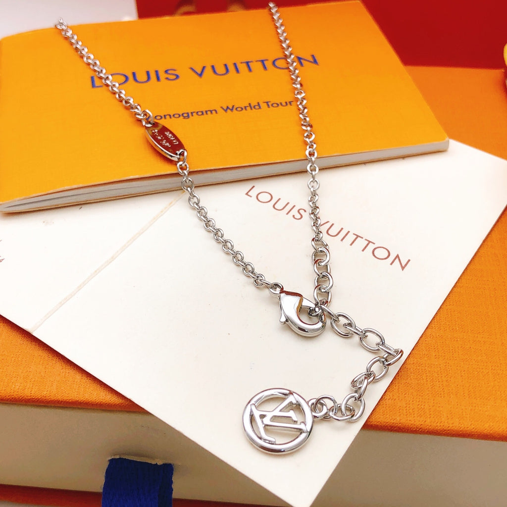 Letter Emblem Pendant Necklace in Gold-Tone – Design 007 front product view