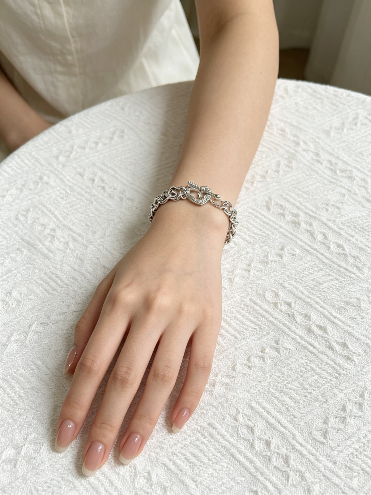 Signature Motif Bracelet in Silver-Tone – Vintage Detail – Design 78 styled product view