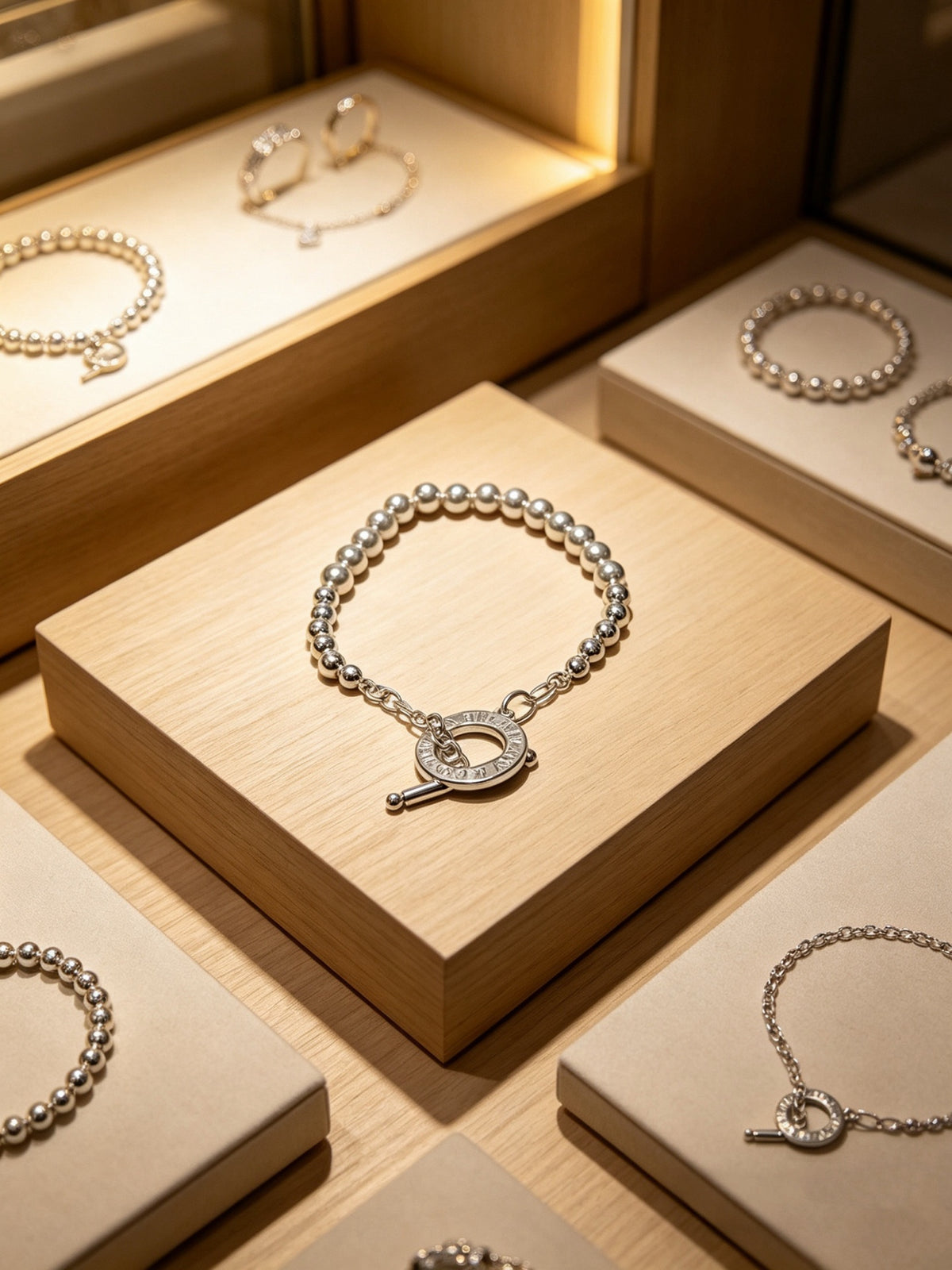 Signature Motif Bracelet in Silver-Tone – Vintage Detail – Design 77 front product view