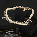 Double-C Emblem Pearl-Detail Pendant Necklace – Pearl Detail – Design 040 main product view