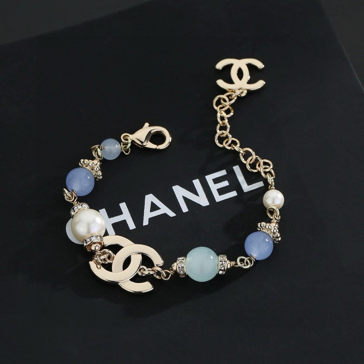 Double-C Emblem Bracelet in Polished Metal-Tone – Design 005 styled product view