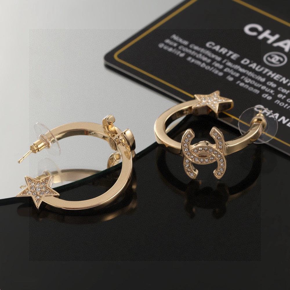 Signature Emblem Stud Earrings in Gold-Tone – Design 060 detail view