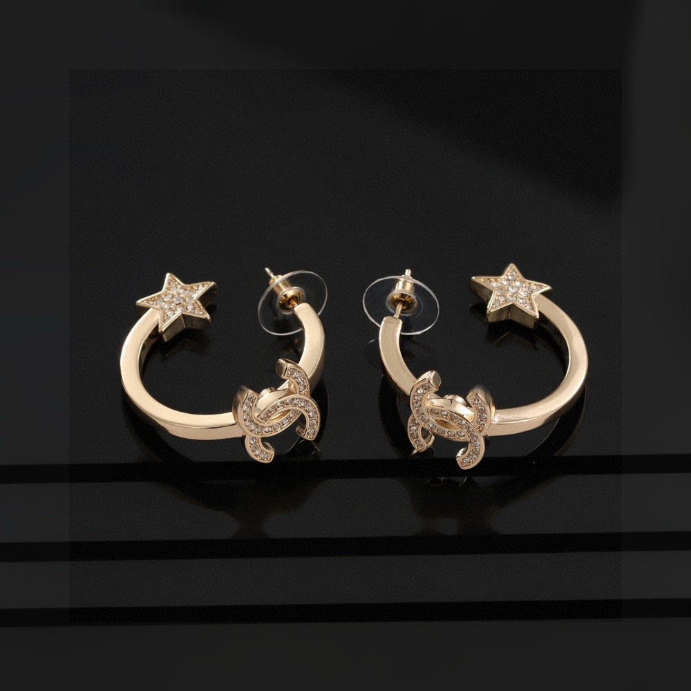 Signature Emblem Stud Earrings in Gold-Tone – Design 060 detail view