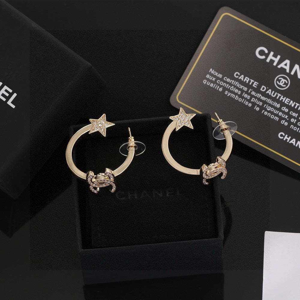 Signature Emblem Stud Earrings in Gold-Tone – Design 023 front product view