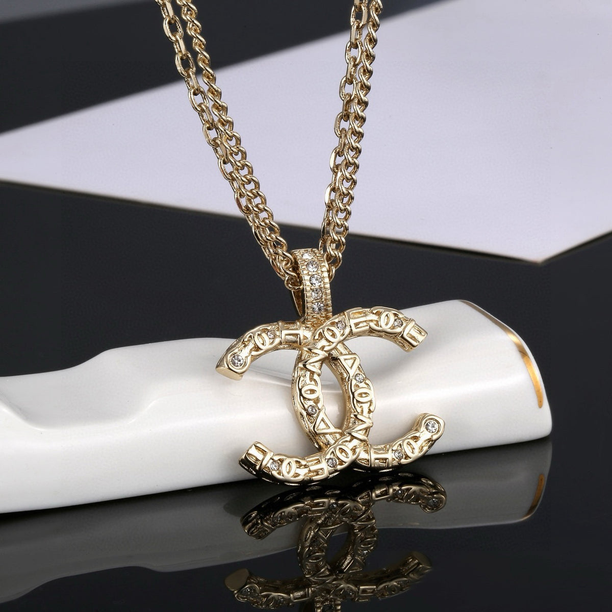 Signature Emblem Statement Ring in Polished Metal-Tone – Design 032 styled product view