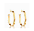 Letter Emblem Stud Earrings in Polished Metal-Tone – Design 014 main product view