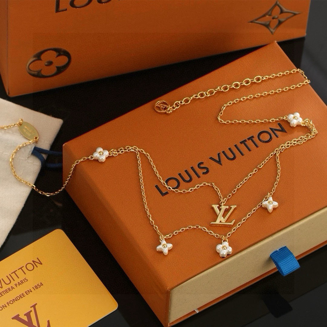 Letter Emblem Pendant Necklace in Polished Metal-Tone – Design 029 main product view