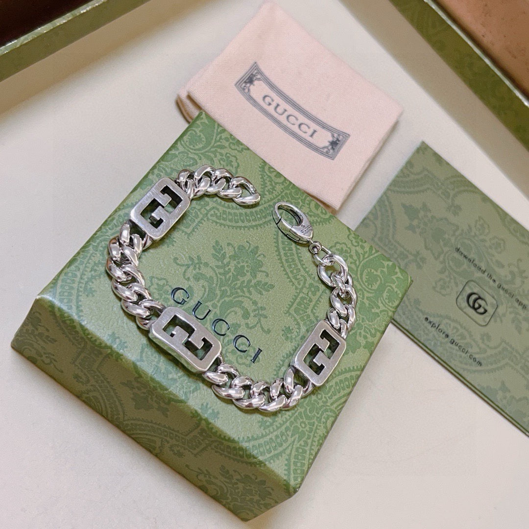 Geometric Emblem Bracelet in Polished Metal-Tone – Design 044 front product view