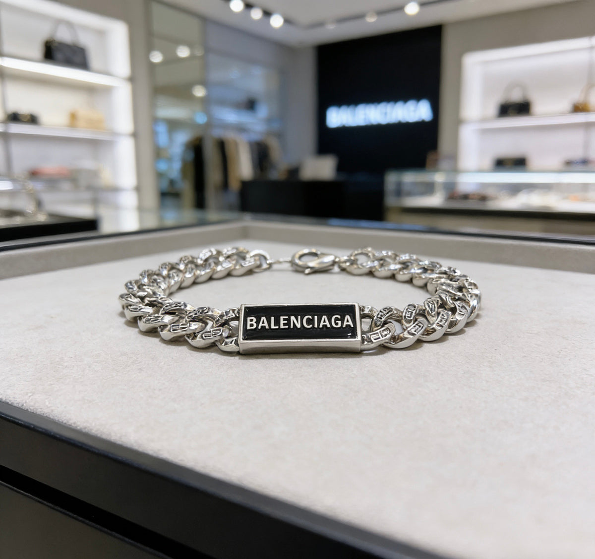 Geometric Emblem Bracelet in Polished Metal-Tone – Design 062 styled product view