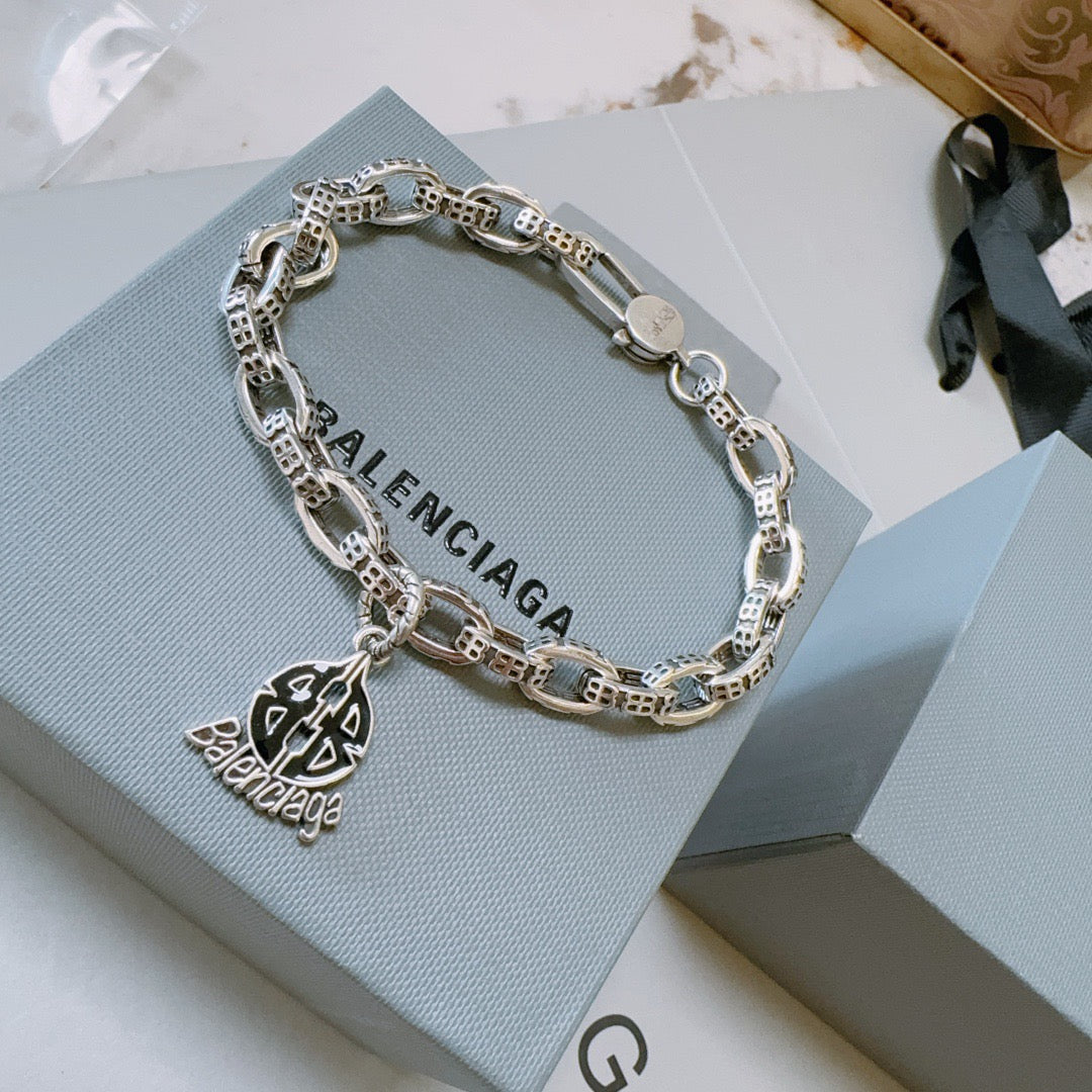 Geometric Emblem Bracelet in Polished Metal-Tone – Design 061 front product view