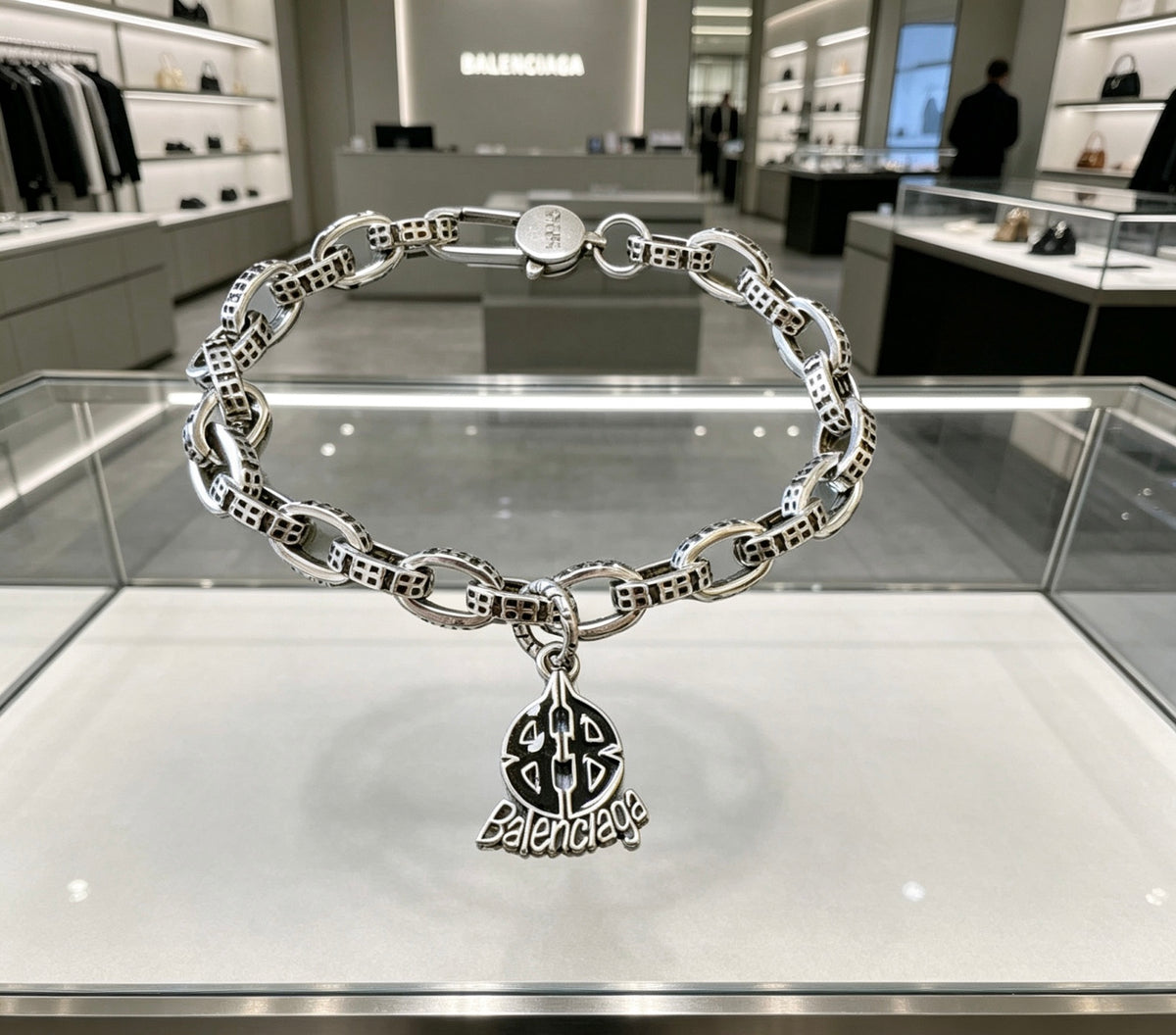 Geometric Emblem Bracelet in Polished Metal-Tone – Design 061 main product view