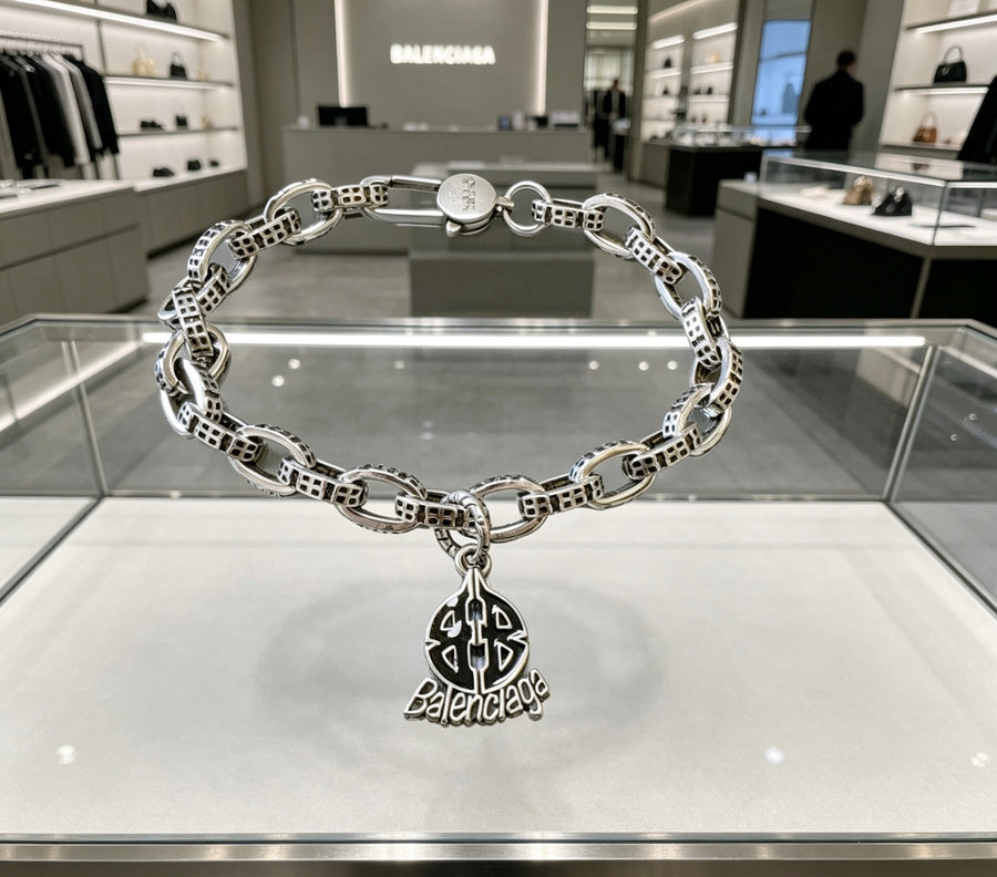 Geometric Emblem Bracelet in Polished Metal-Tone – Design 063 main product view