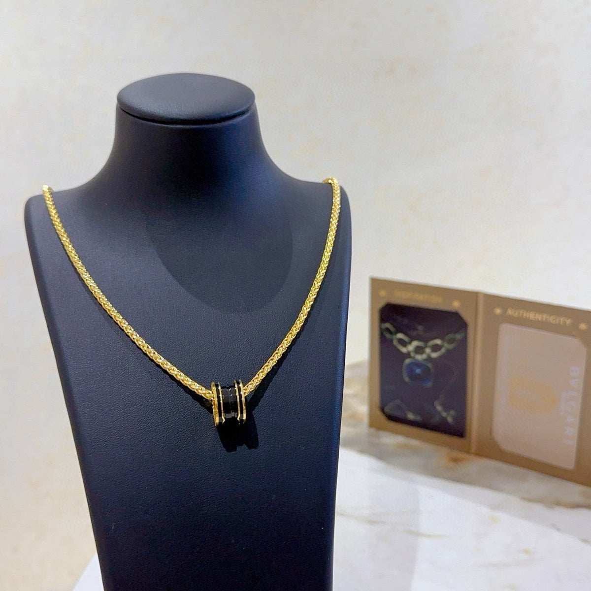 Geometric Emblem Statement Ring in Gold-Tone – Design 043 front product view