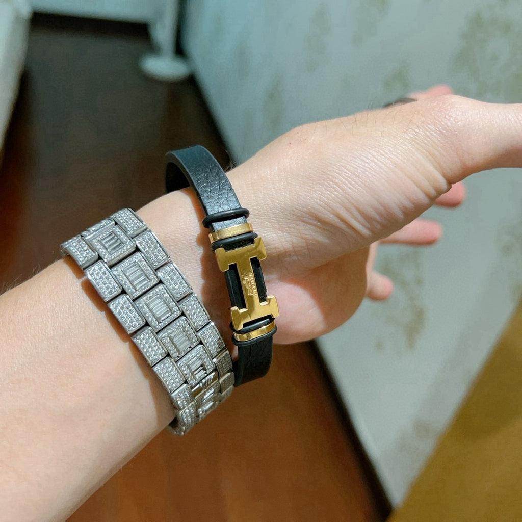 Horse Bangle in Polished Metal-Tone – Design 014 styled product view