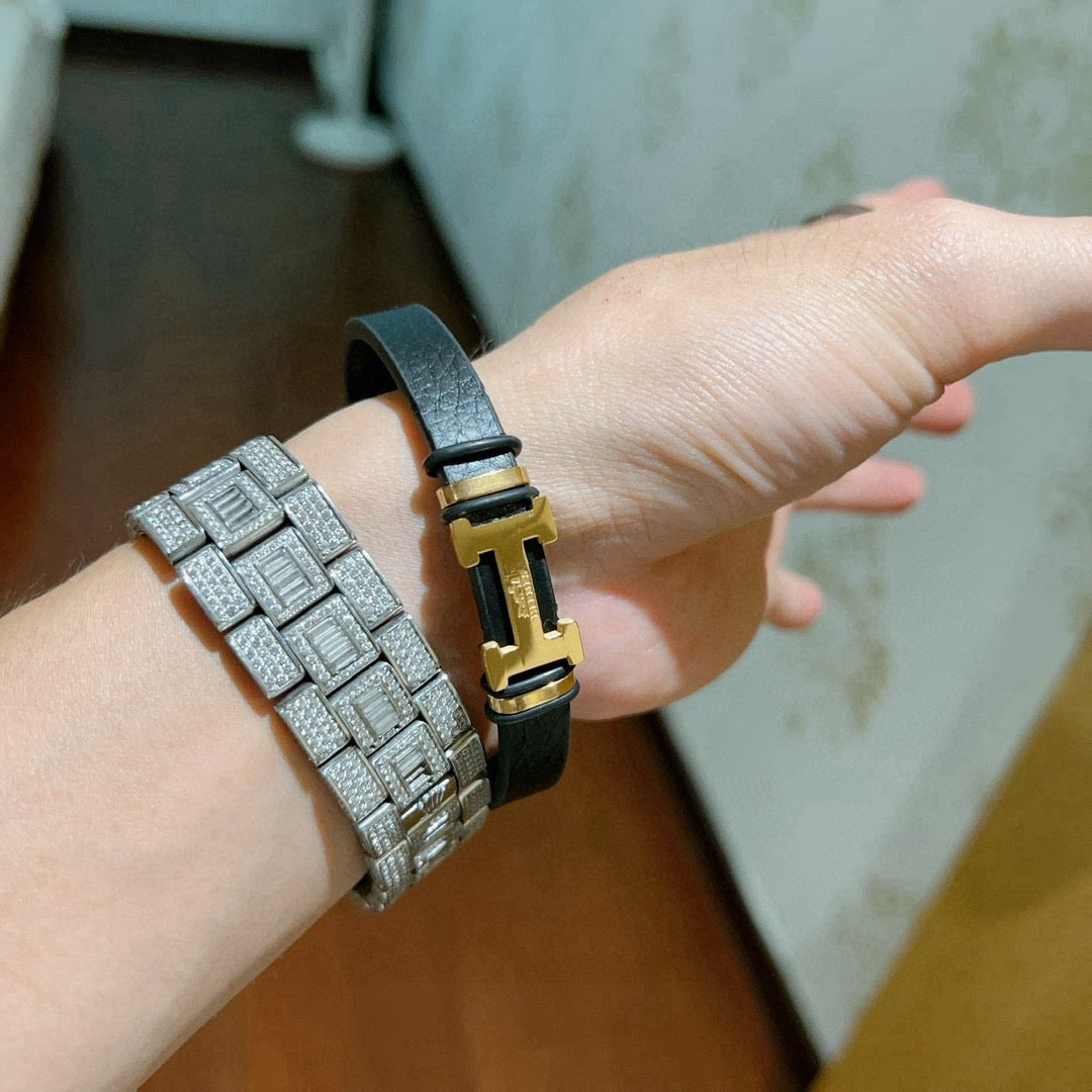 Horse Bangle in Polished Metal-Tone – Design 014 styled product view