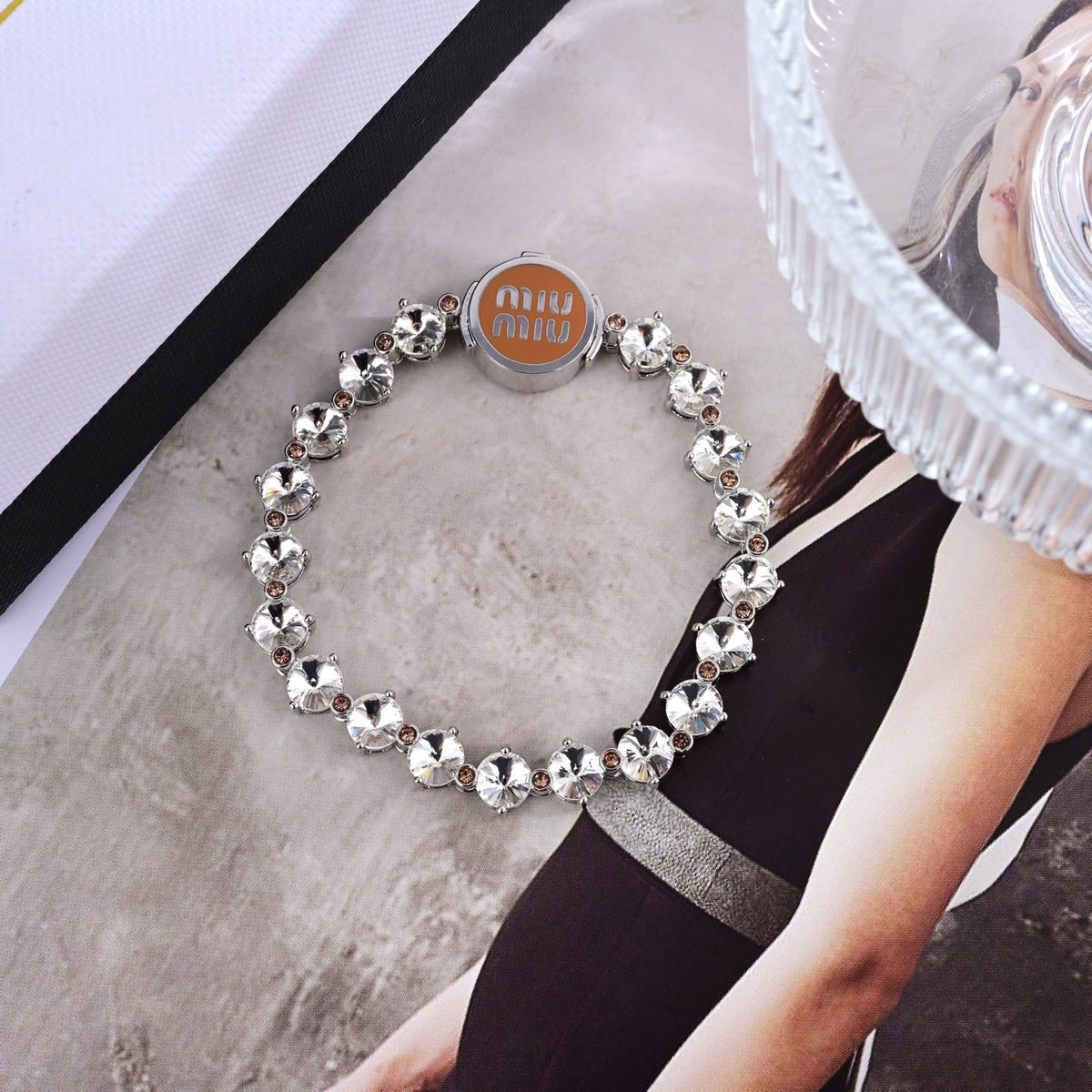 Geometric Emblem Bracelet in Polished Metal-Tone – Design 024 styled product view