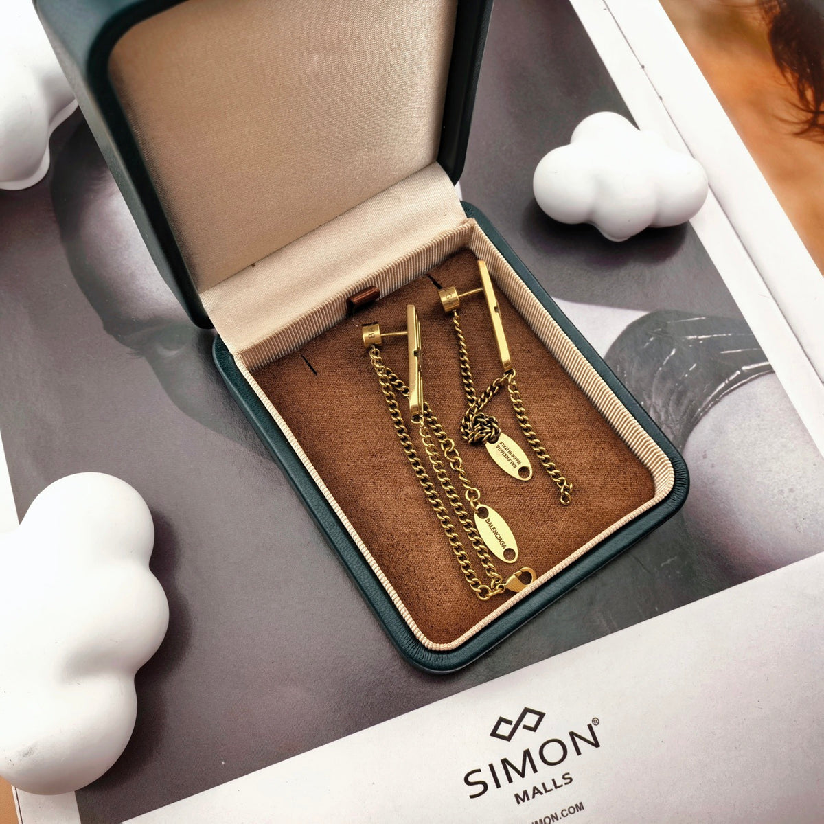 Geometric Emblem Stud Earrings in Gold-Tone – Design 011 close-up detail