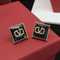 Signature Emblem Stud Earrings in Polished Metal-Tone – Red main product view