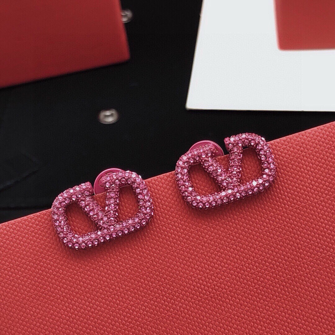 V Emblem Crystal-Accent Stud Earrings – Purple main product view