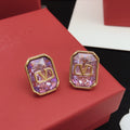 Signature Emblem Crystal-Accent Stud Earrings – Purple main product view