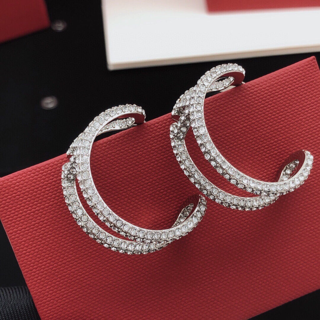 Moon Crystal-Accent Statement Earrings – Design 04 close-up view