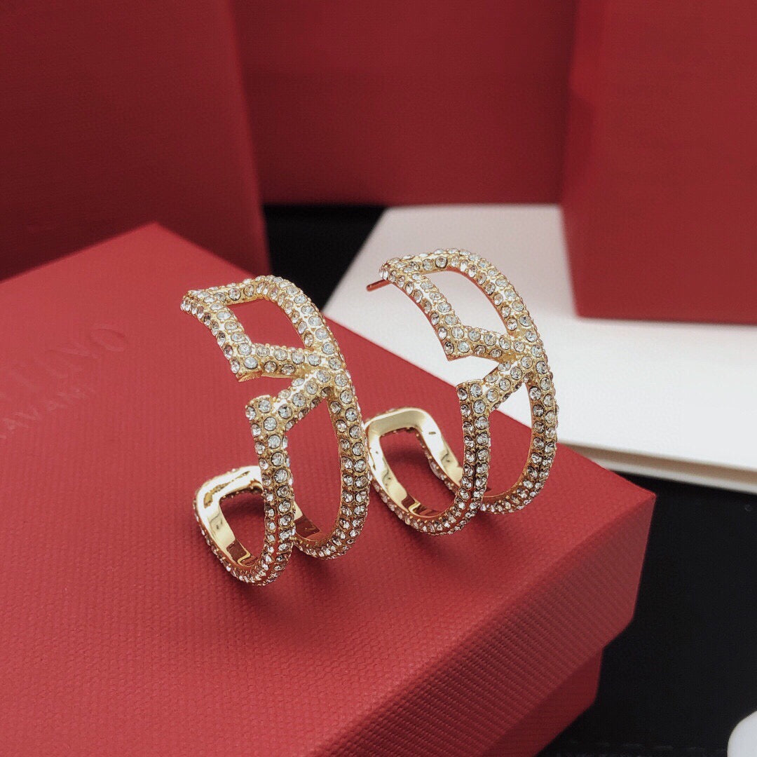 Moon Crystal-Accent Statement Earrings – Design 03 close-up view