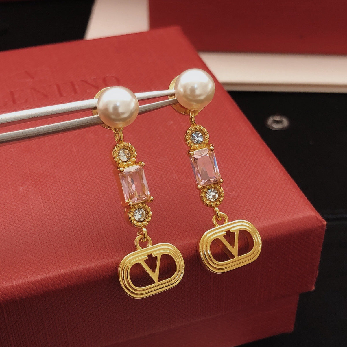 Signature Emblem Crystal-Accent Stud Earrings – Design 08 side detail