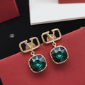Signature Emblem Crystal-Accent Stud Earrings – Red main product view