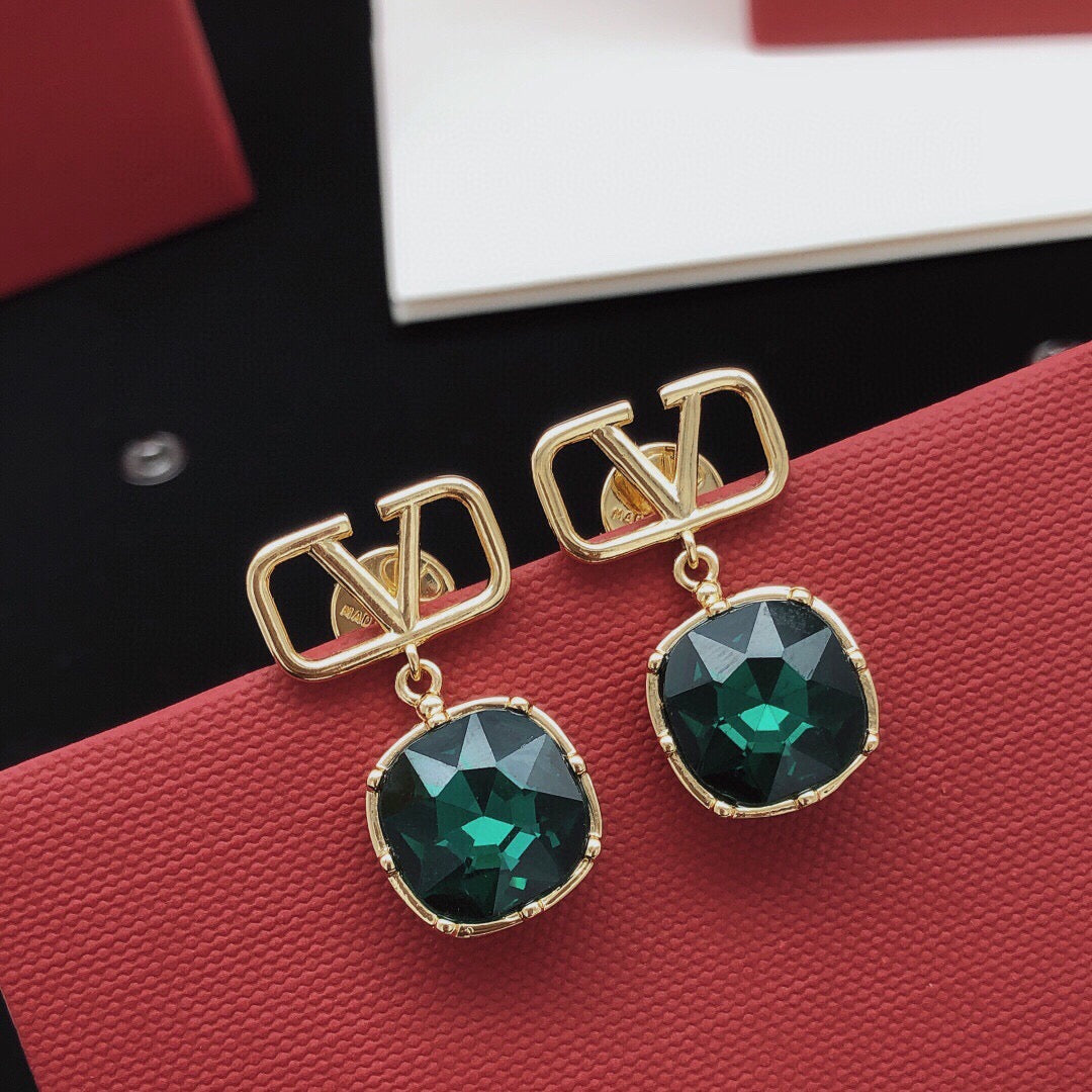 Signature Emblem Crystal-Accent Stud Earrings – Red main product view
