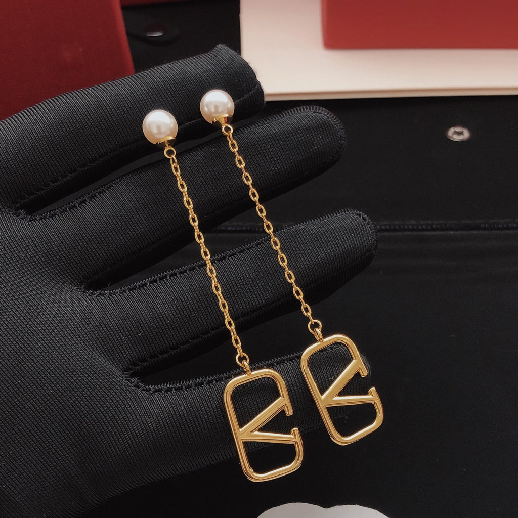 Signature Emblem Stud Earrings in Gold-Tone – Design 05 front view