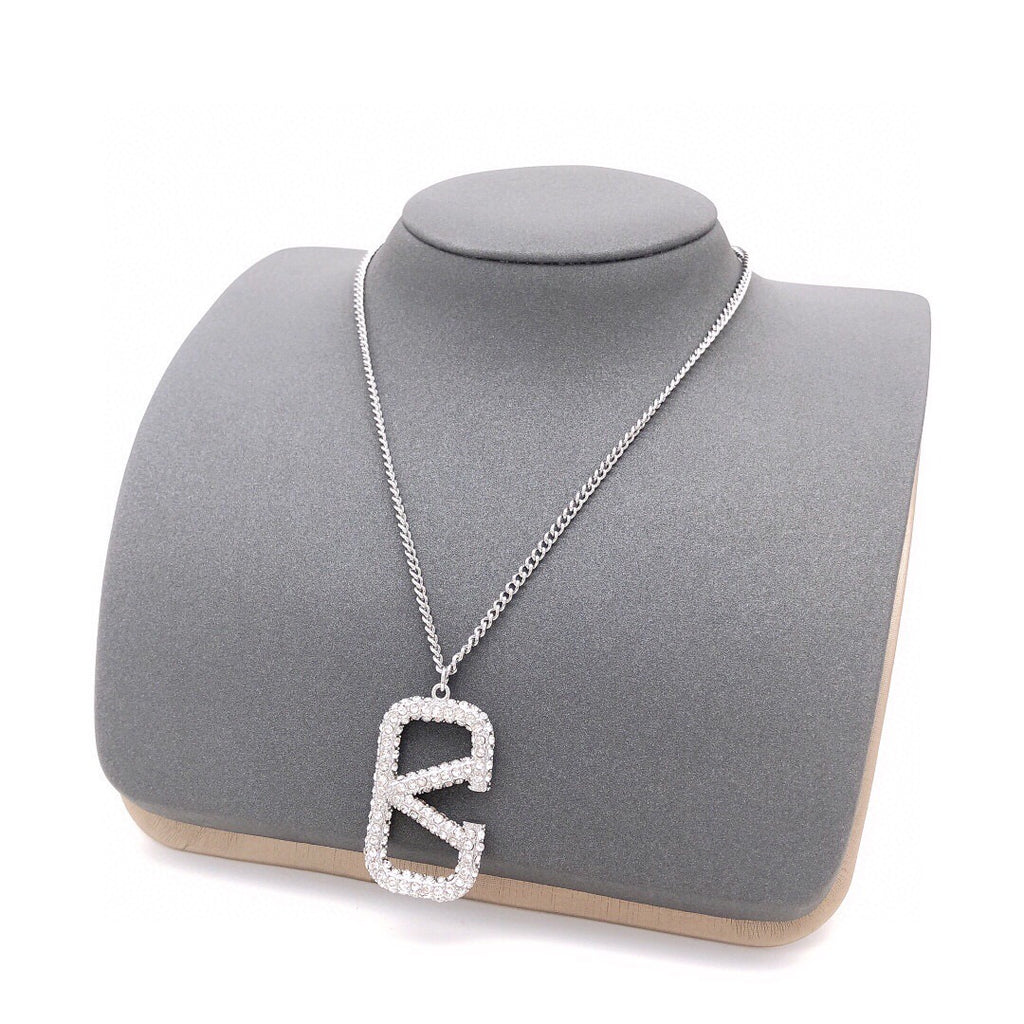 V Emblem Crystal-Accent Pendant Necklace – Design 03 main product view