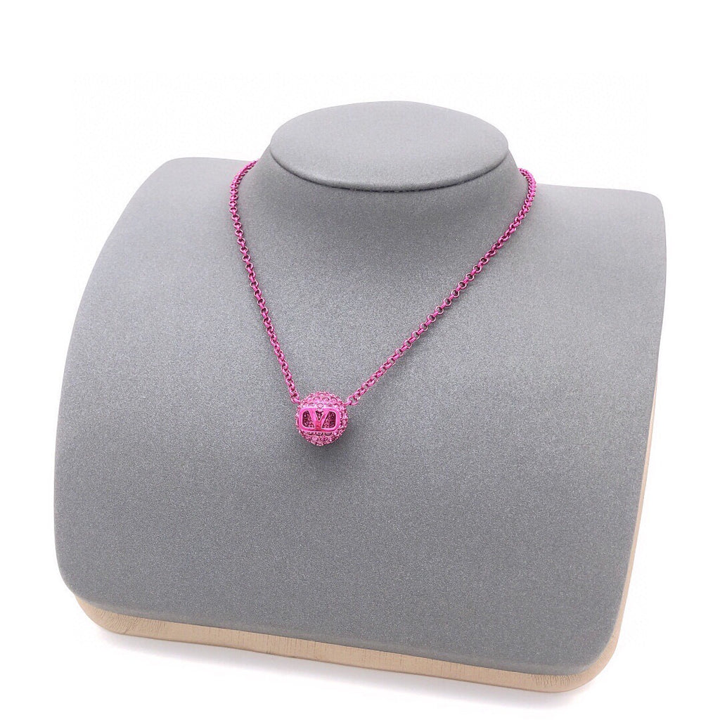 Signature Emblem Crystal-Accent Pendant Necklace – Purple front view
