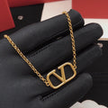 V Emblem Pendant Necklace in Gold-Tone – Design 01 main product view
