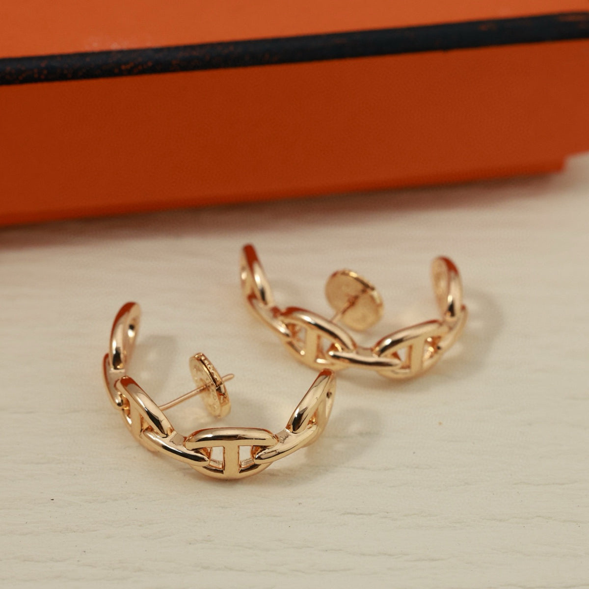 Toggle Stud Earrings in Polished Metal-Tone – Toggle Detail – Design 003 front product view