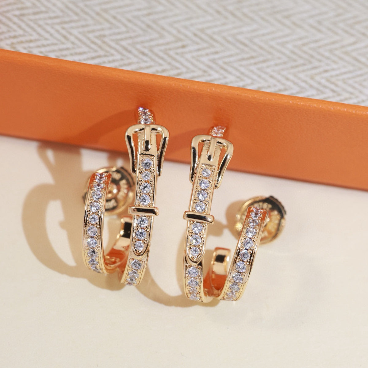 Horse Stud Earrings in Silver-Tone close-up detail