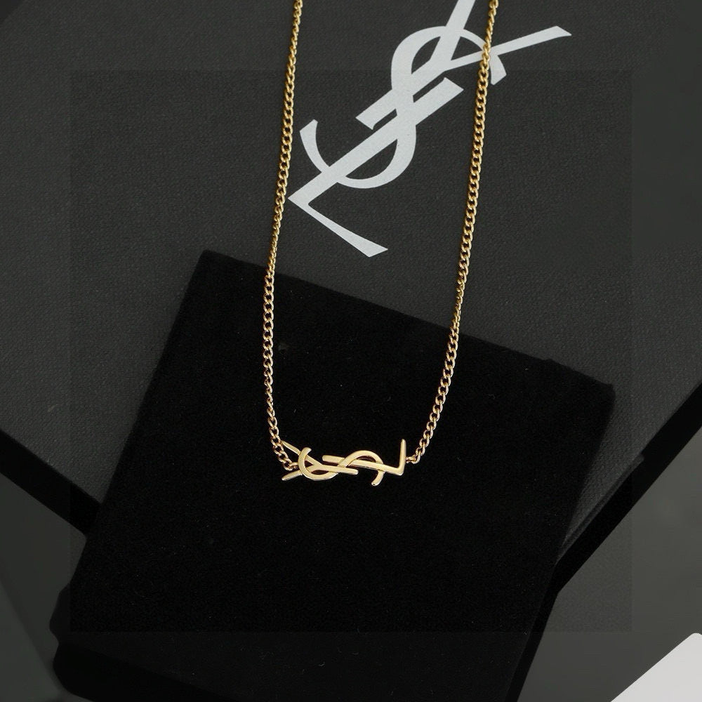 Geometric Emblem Pendant Necklace in Gold-Tone – Design 002 front product view
