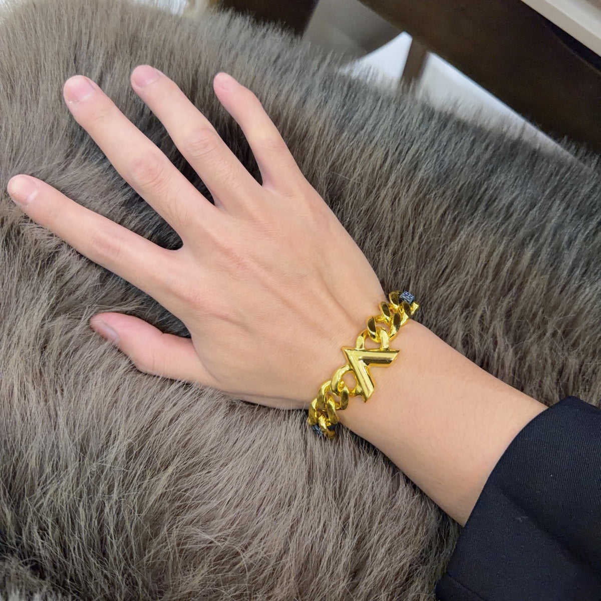 Geometric Emblem Leather-Detail Bracelet – Leather Detail – Design 021 front product view