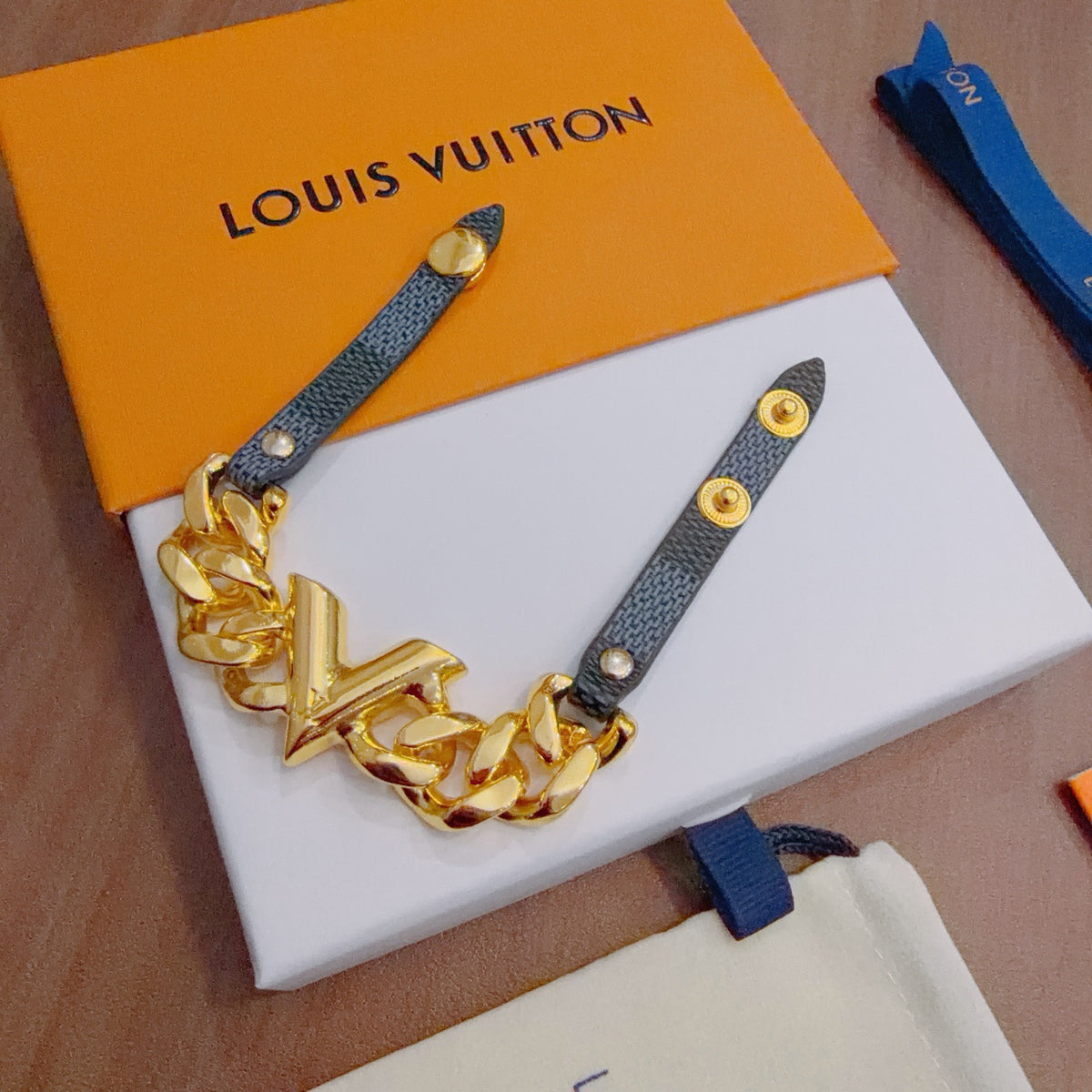 Geometric Emblem Leather-Detail Bracelet – Leather Detail – Design 021 styled product view