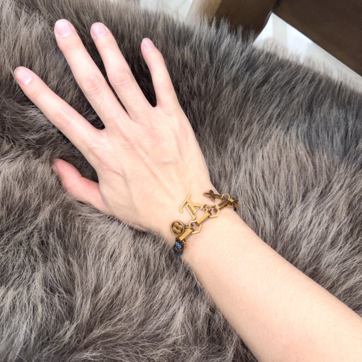 Geometric Emblem Leather-Detail Bracelet – Leather Detail – Design 014 front product view